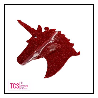 Acrylic Red Glitter Unicorn Blank