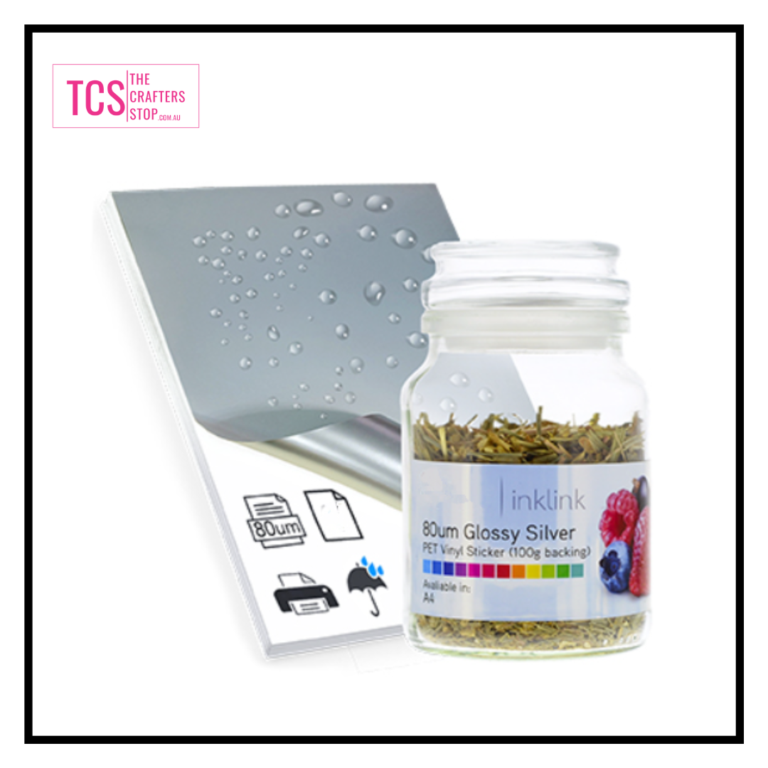 A4 Printable Metallic Glossy Silver PP Adhesive Vinyl Sheets - Inkjet