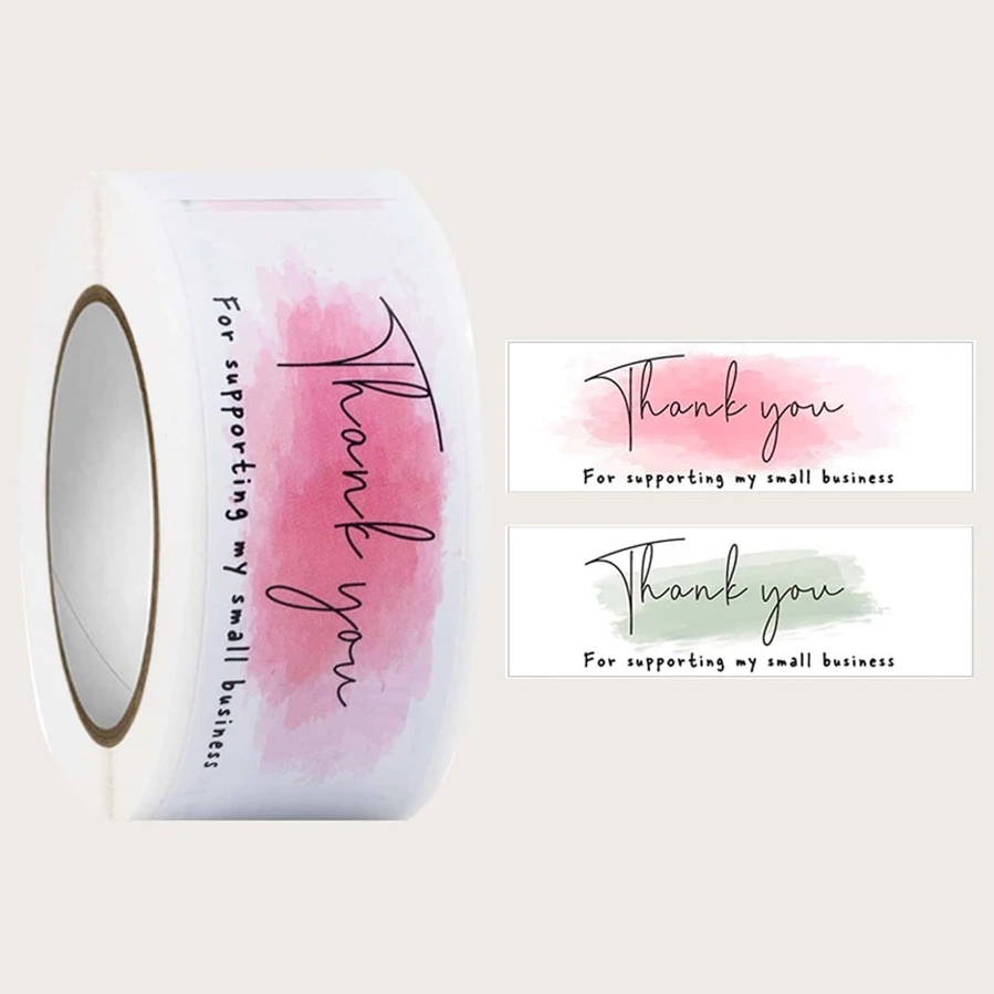 Rectangle Thank You Business Sticker Roll (5 Designs)