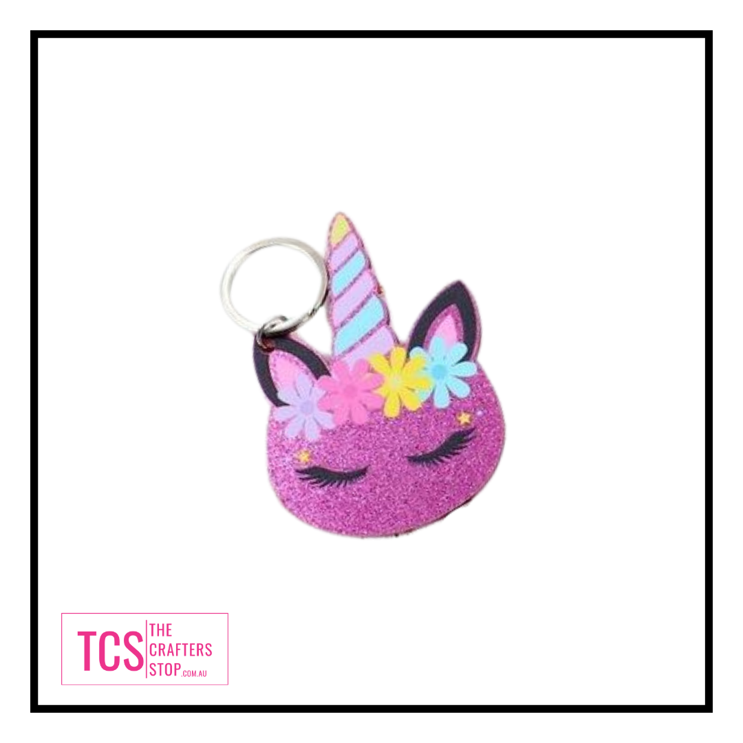 Decorative Acrylic Unicorn Head Keyring