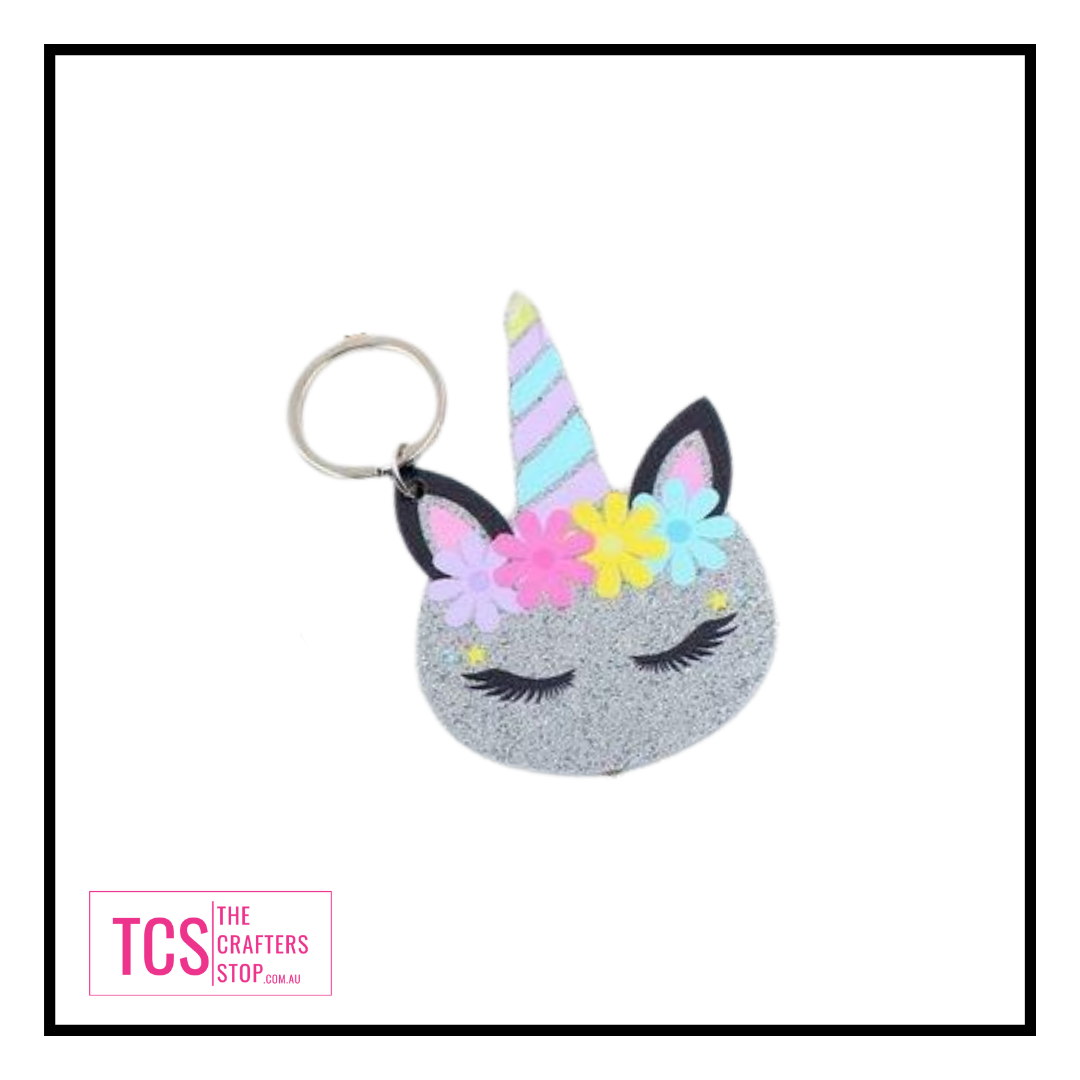 Decorative Acrylic Unicorn Head Keyring