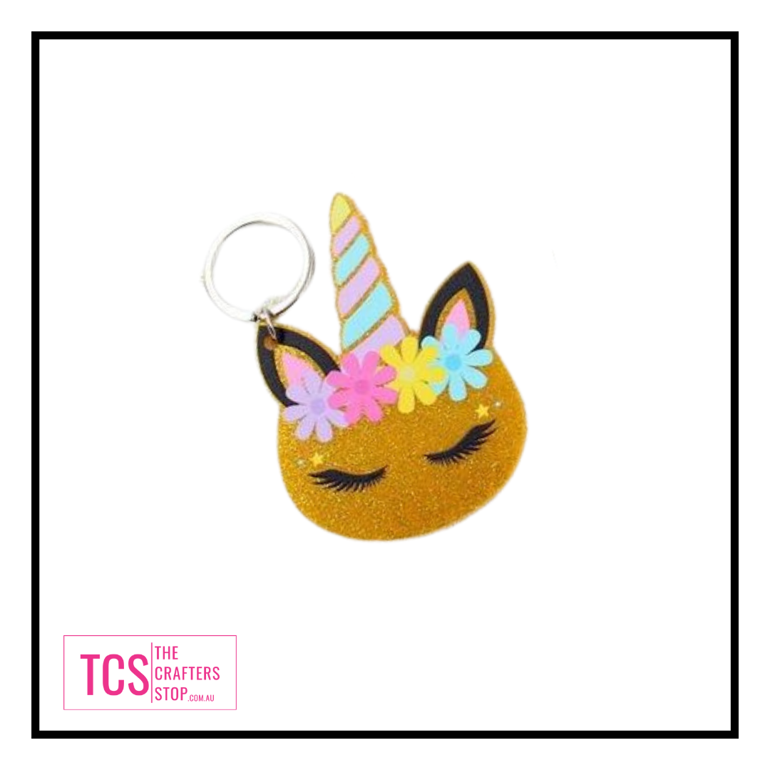 Decorative Acrylic Unicorn Head Keyring