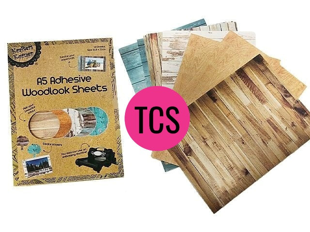 A5 Woodlook Adhesive Paper 10pk