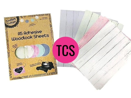 A5 Pastel Woodlook Adhesive Paper 10pk